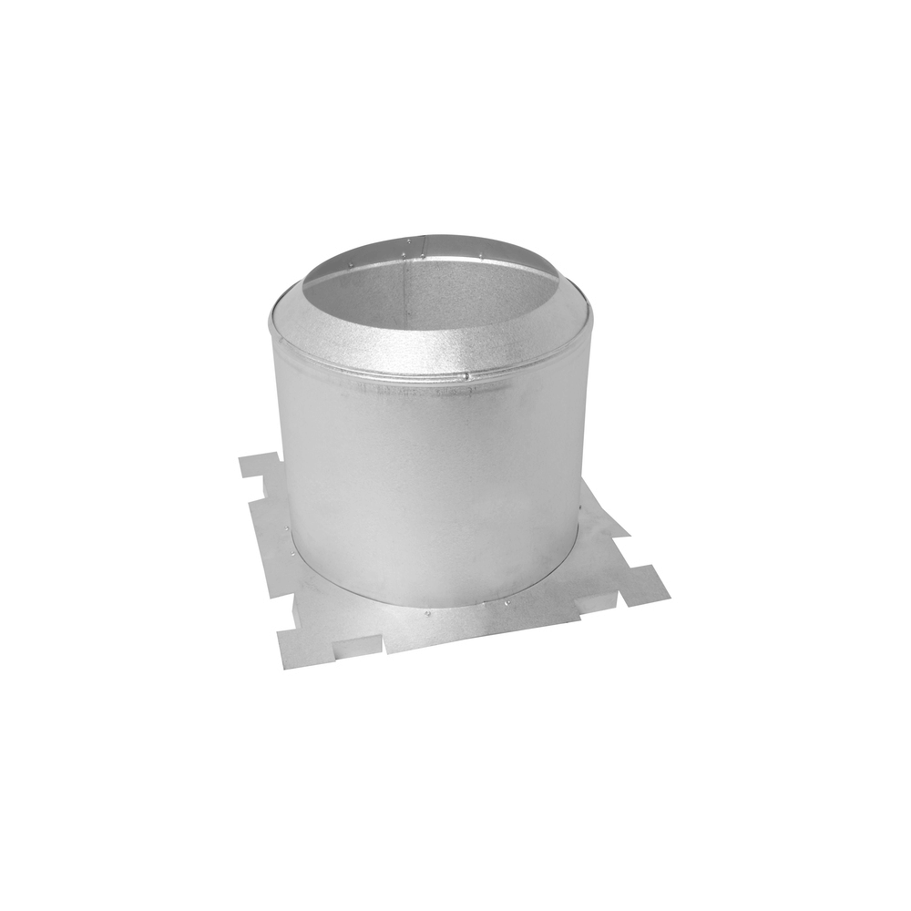 Metal duct connector with a square base and a round opening