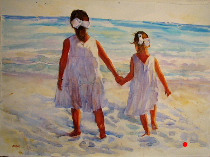 Girls on Beach - SOLD
