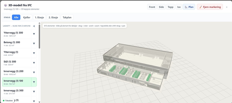 3D modell av BIM kalkyle