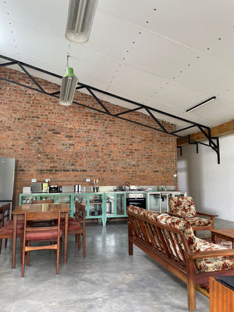 The Old Mushroom Farm Boutique Apartment 2, spacious open plan living area and fully equipped kitchen. KZN Midlands Holiday Accommodation