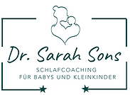 Logo (Mutter mit Kind in Herzform) mit Firmentitel Dr. Sarah Sons - Schlafcoaching für Babys und Kleinkinder