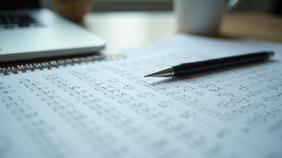 Close-up view of psychological test materials and notes on a table