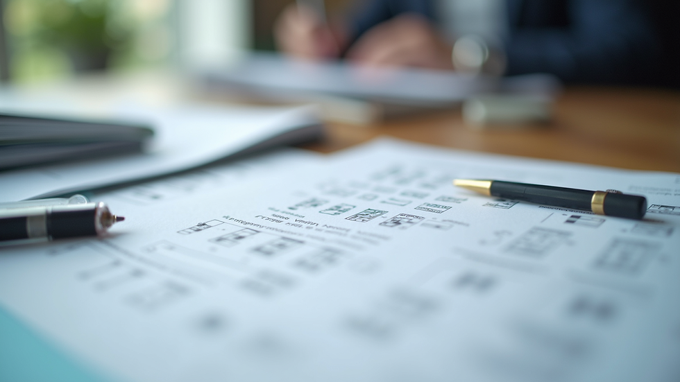 Close-up view of psychological testing materials and documents on a table