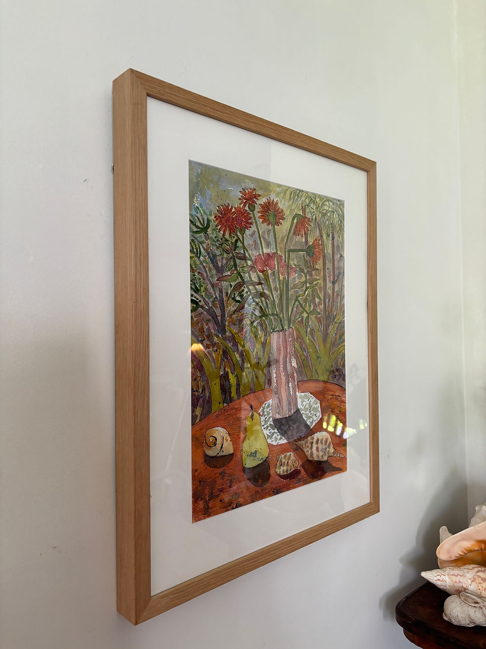 Thumbnail: still life watercolour with tropical garden