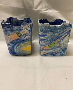 handmade porcelain swimmers vases