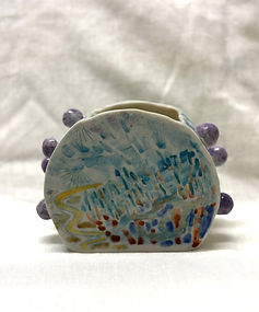 handbuilt porcelain coastal theme vase