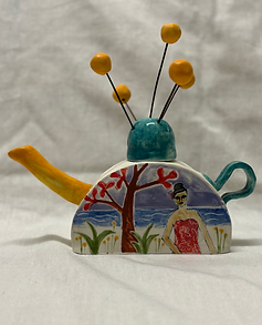 handbuilt porcelain tropical design tea[pot