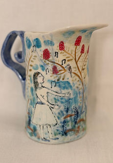 porcelain handmade girl singing jug