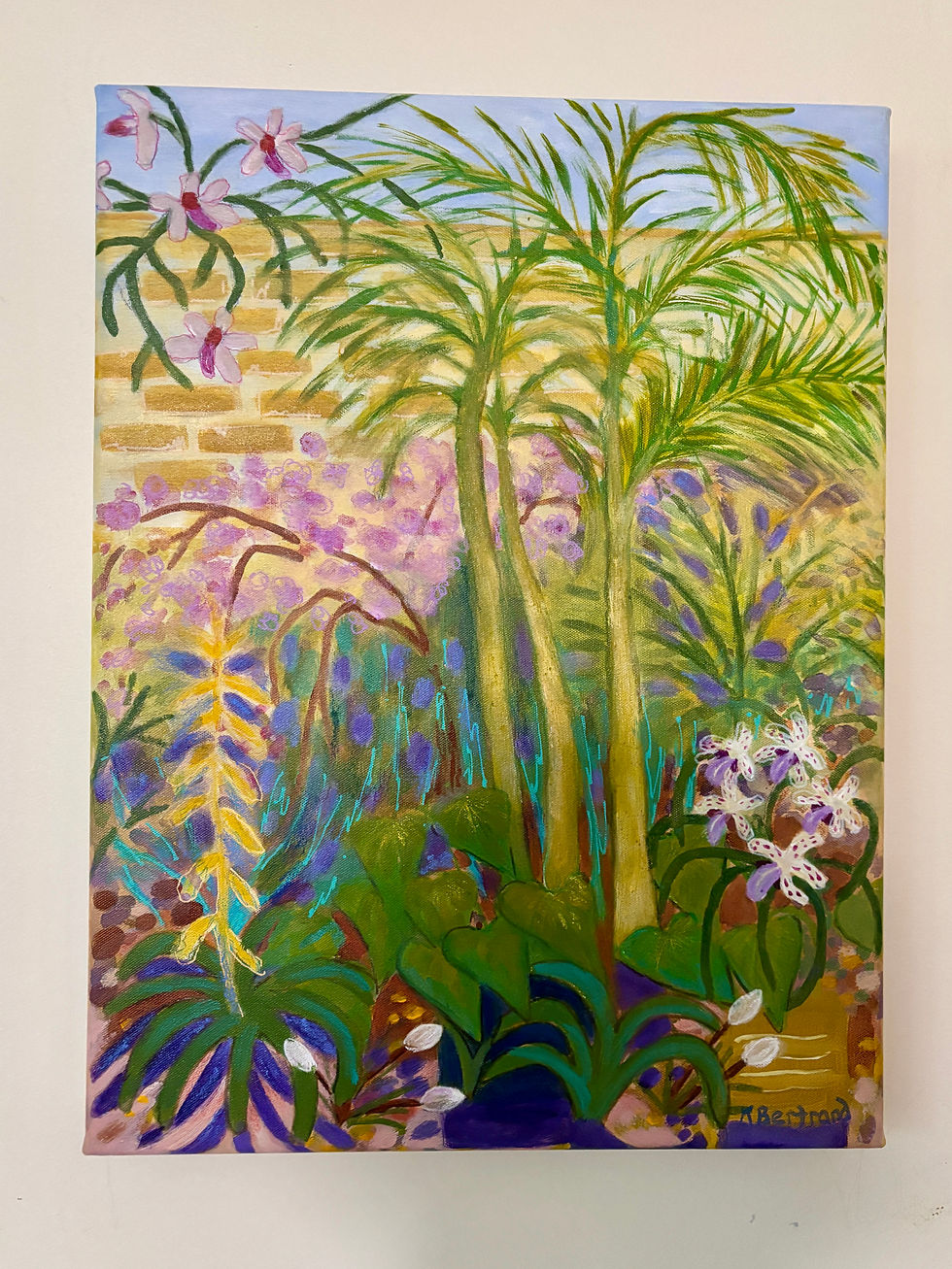 Thumbnail: acrylic on canvas tropical garden scene