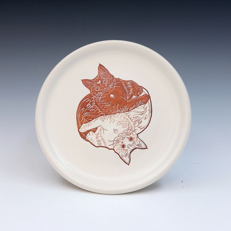 Small Dish Yin & Yang Cats