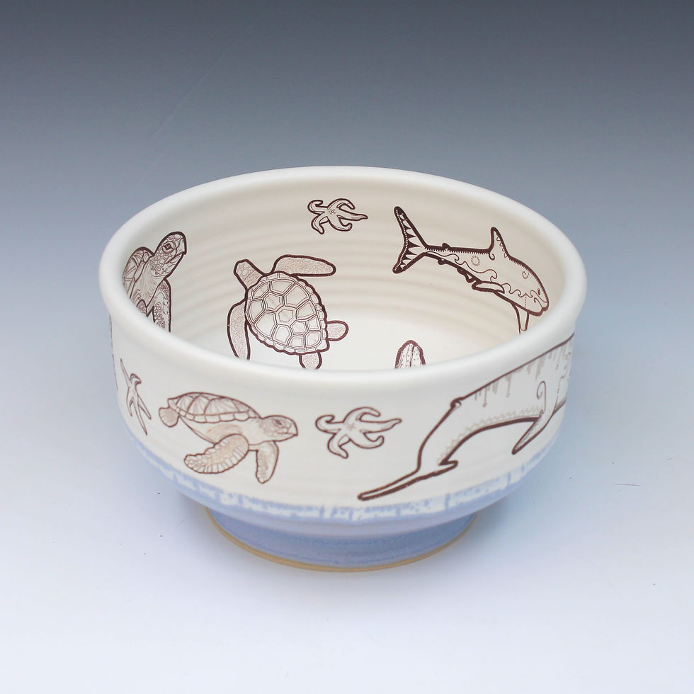 Ramen Bowl Sea Creatures Blue 3