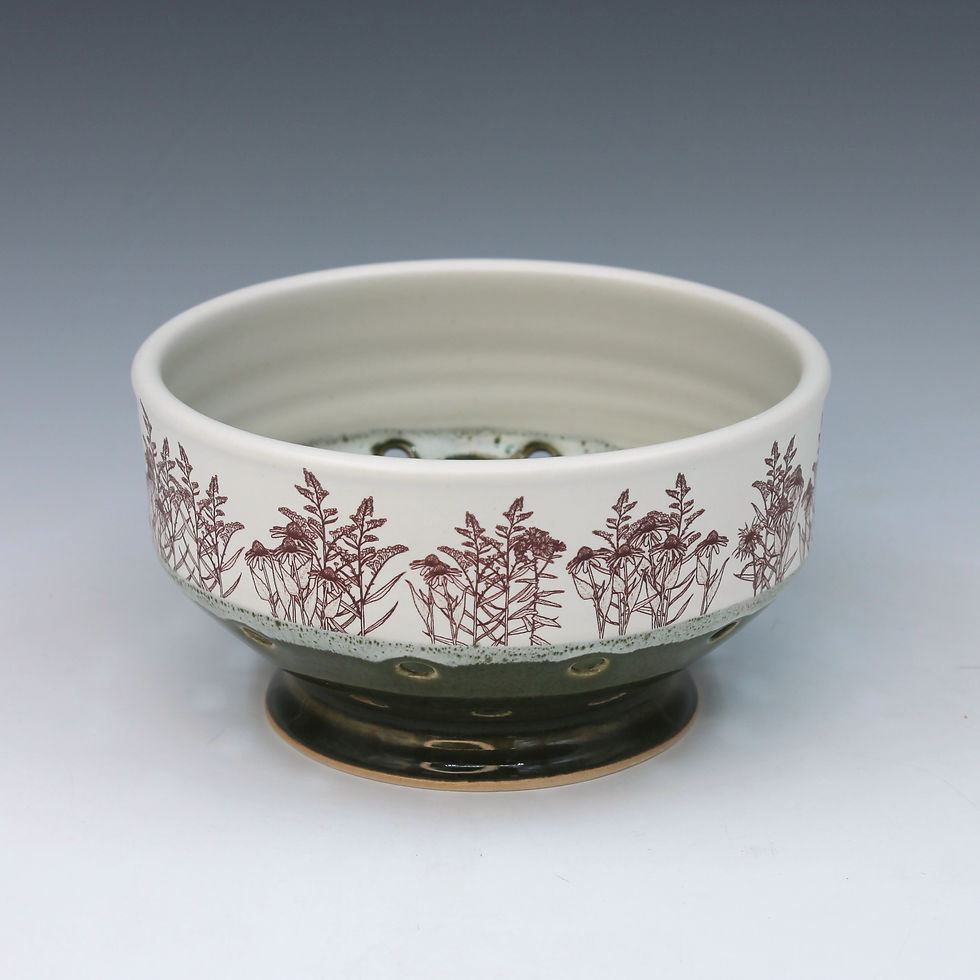 Berry Bowl Small Prairie Flowers Green 2