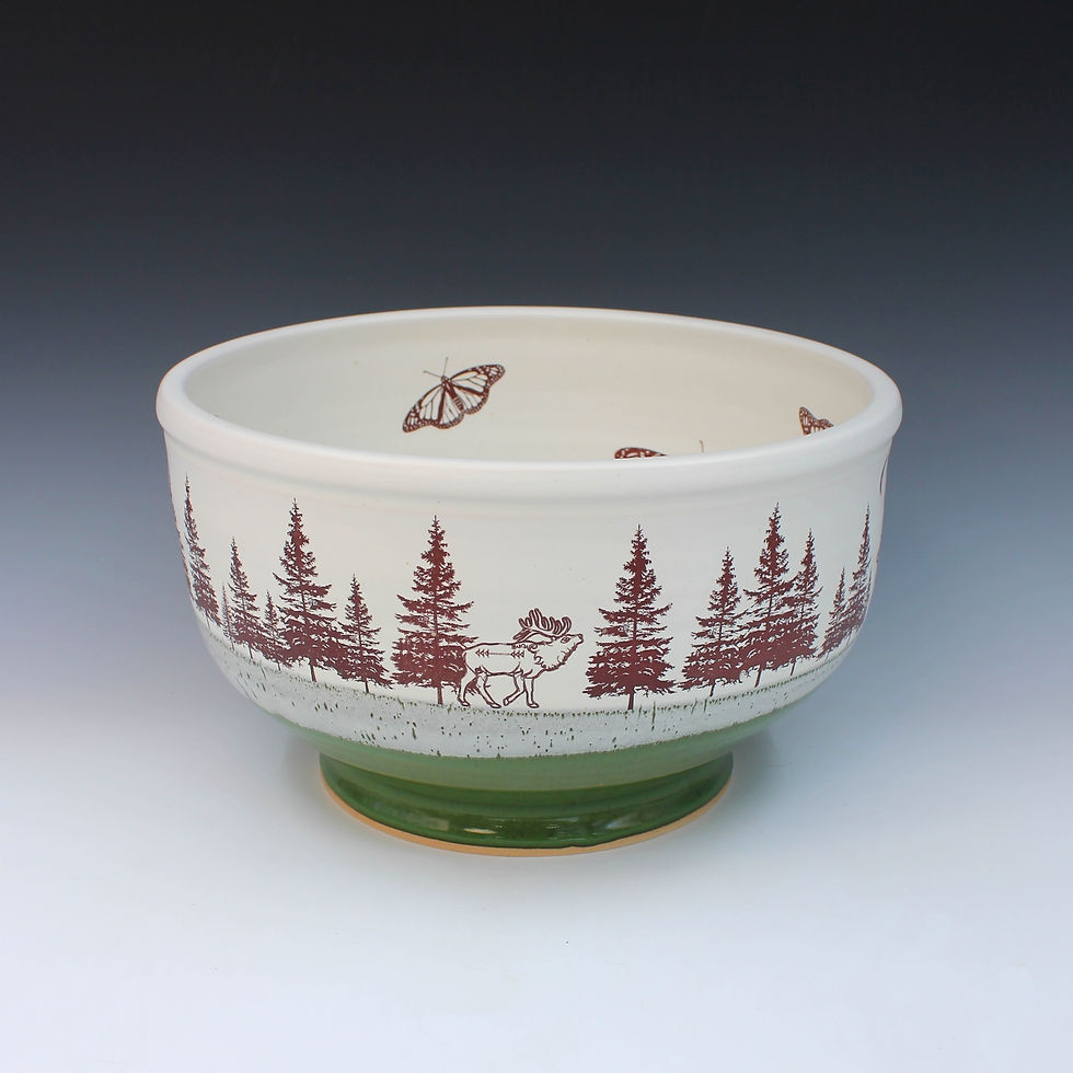 Bowl Large Pine Trees with Animals
