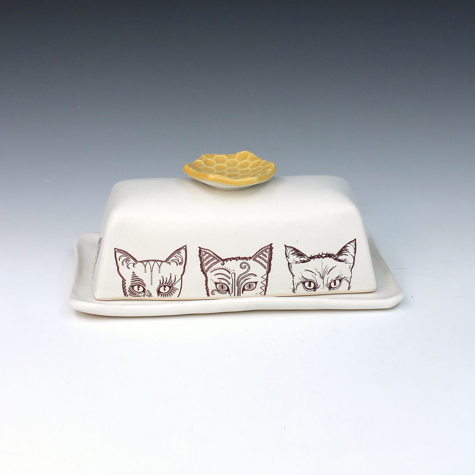 Butter Dish Cat Faces