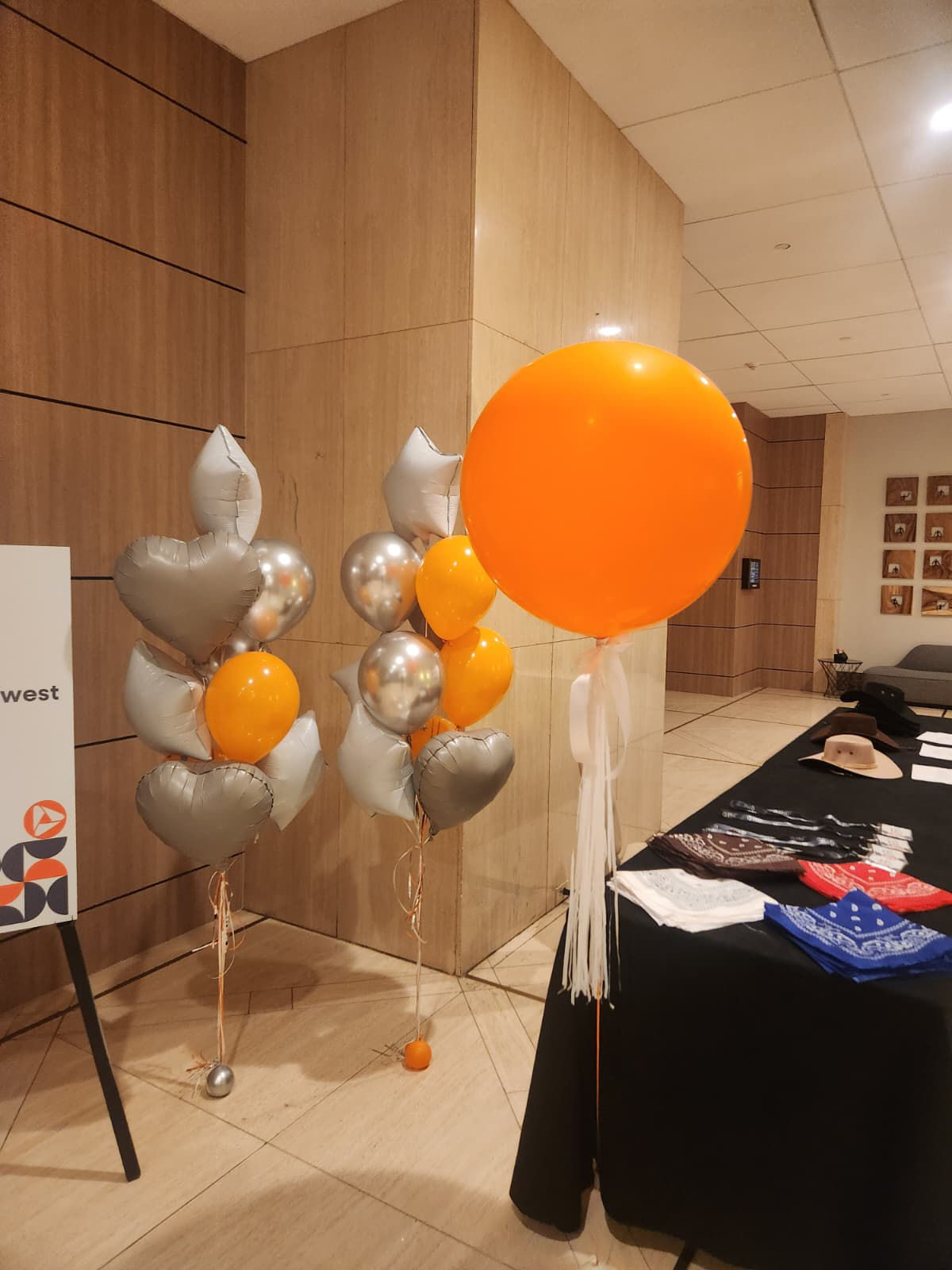 2 bouquets and large balloon