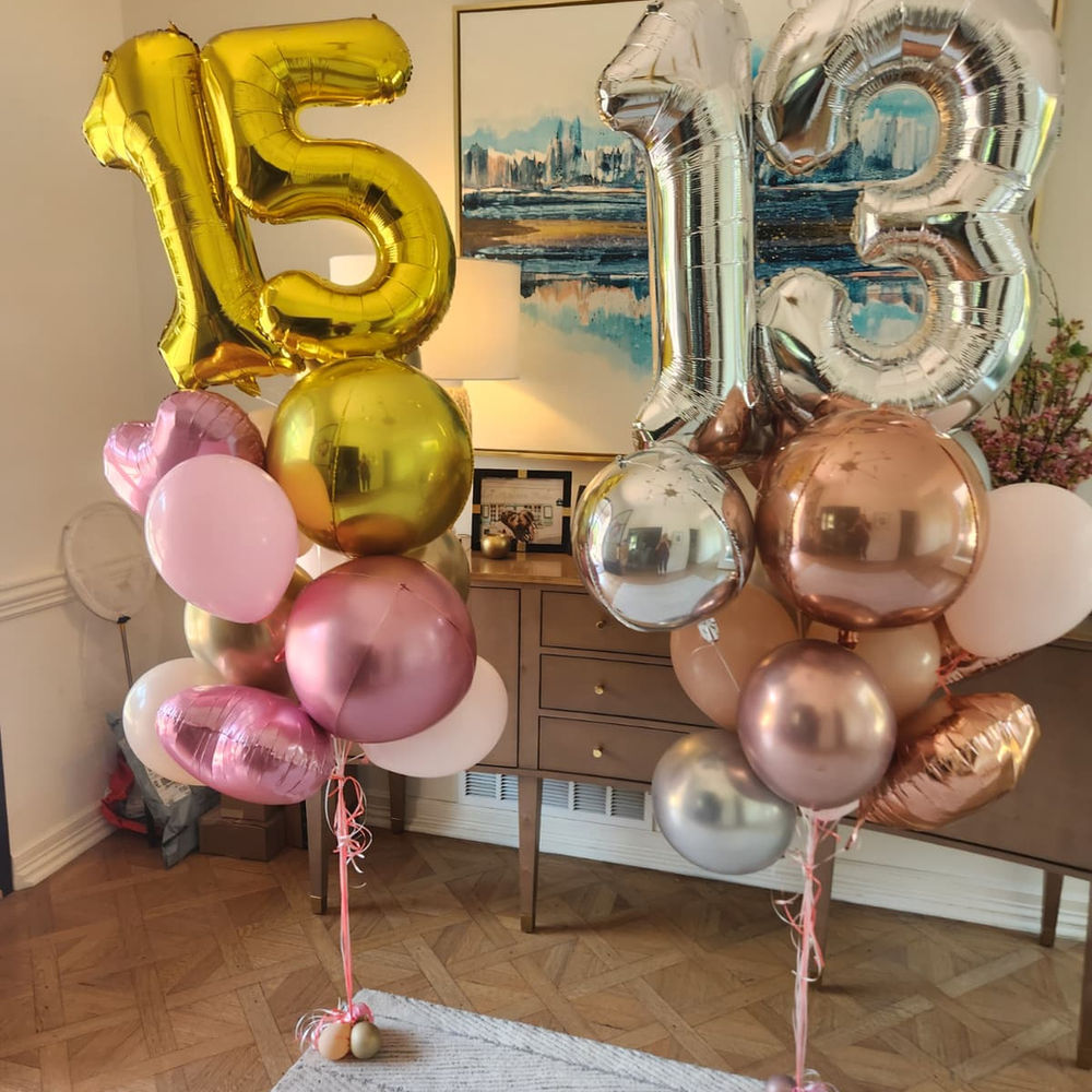Twins Bouquets with Numbers — balloon delivery Miami FL