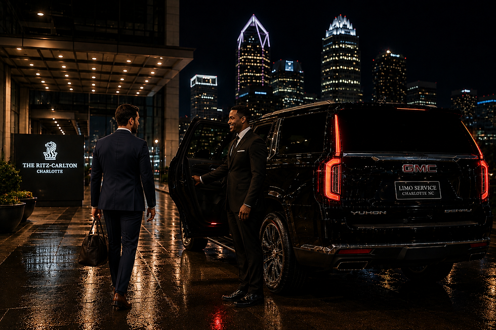 Black car service Uptown Charlotte with luxury chauffeur transportation