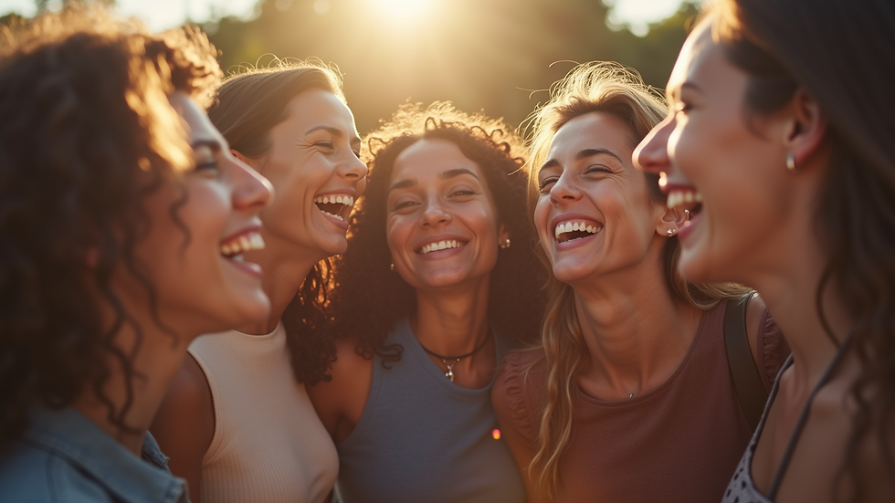 Close-up view of a team celebrating success after a group activity