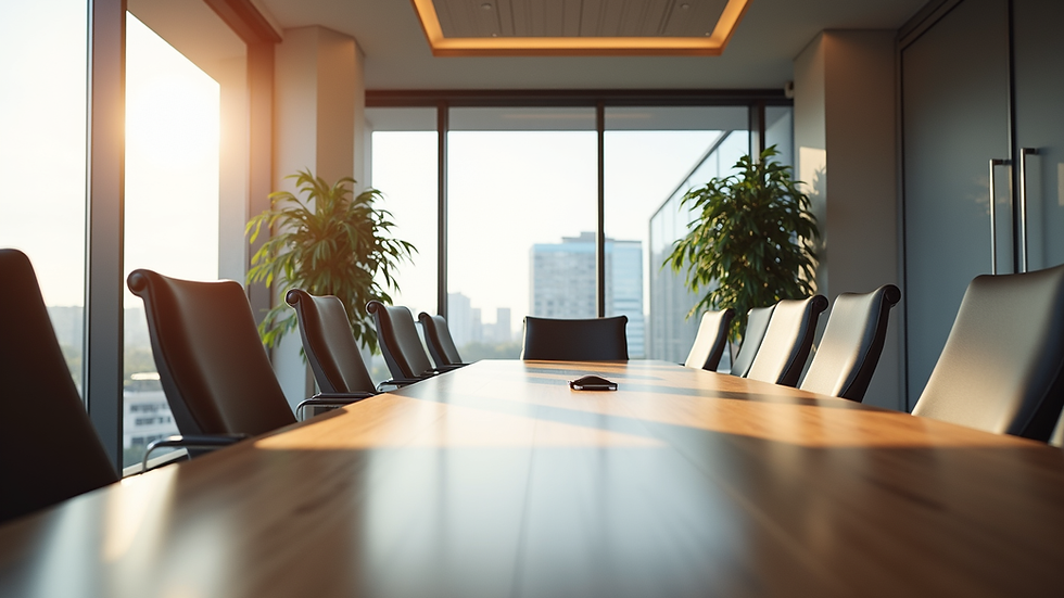 Eye-level view of a modern conference room with natural light in Perth
