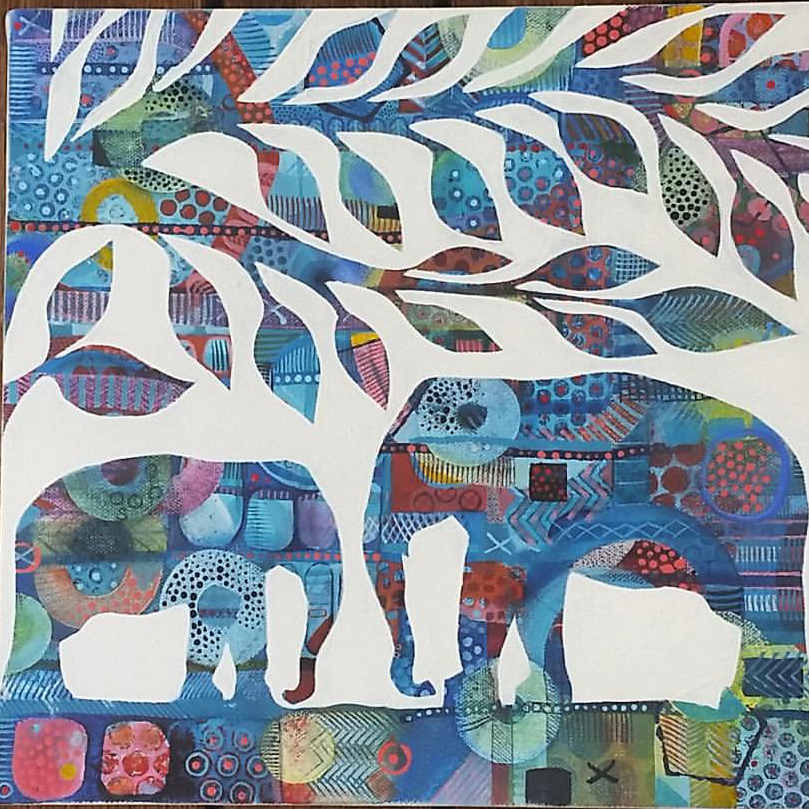 Jet's Elephants SOLD 30cm x 30cm
