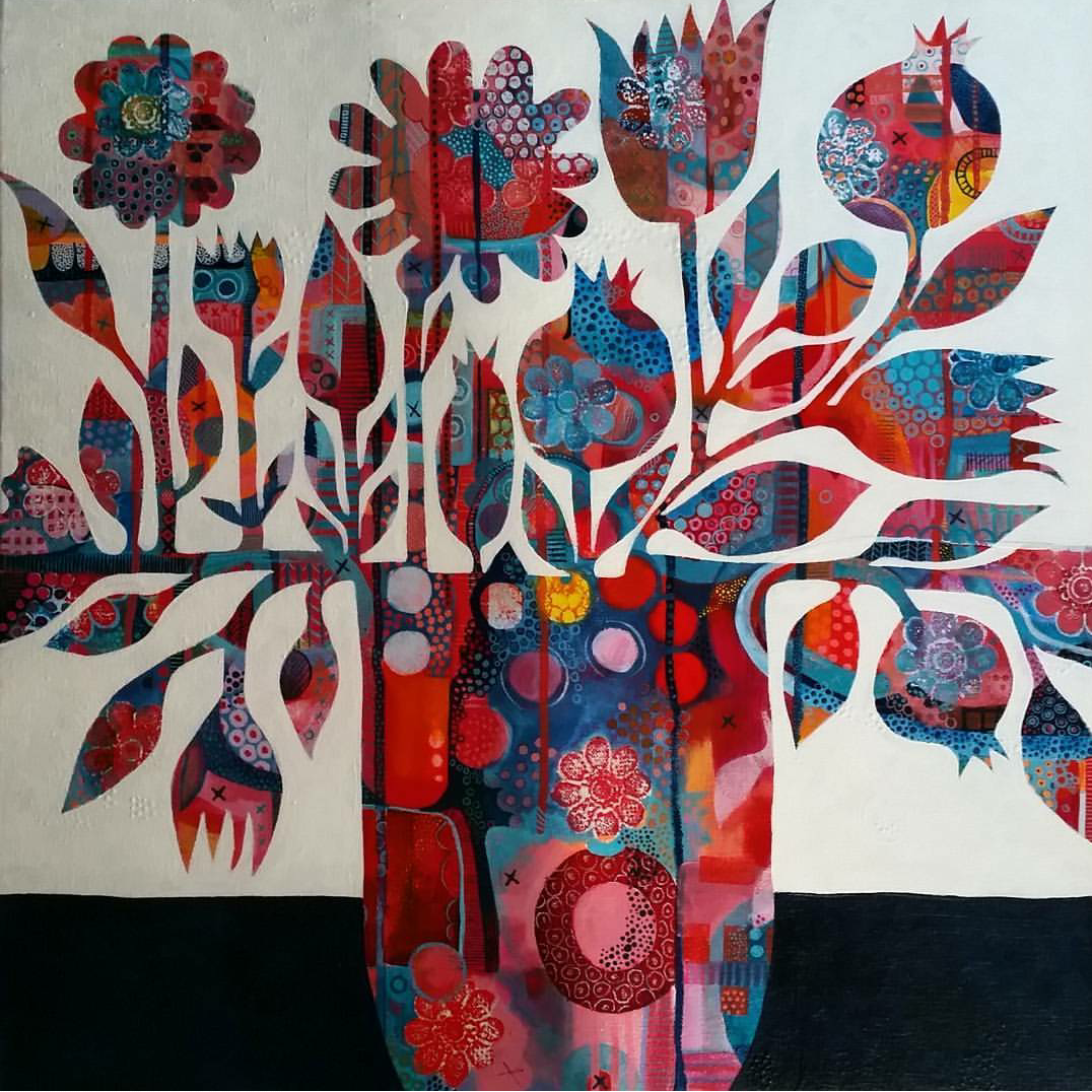 Flowers in the House SOLD 50 x 50cm
