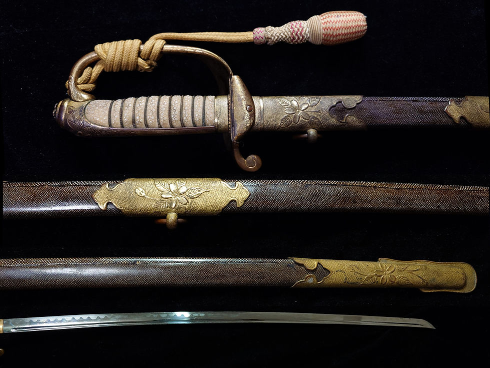 Thumbnail: Set of IJN Officer Dagger and Saber with Shark Skin Scabbard