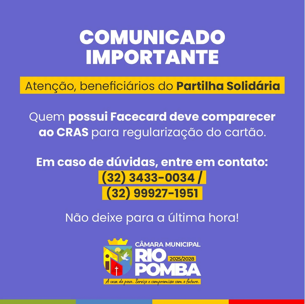 A Câmara Municipal reforça a importância de que todos os beneficiários realizem o processo o quanto antes, evitando filas e contratempos. Essa medida é essencial para garantir a continuidade do acesso aos recursos disponibilizados pelo Partilha Solidária.