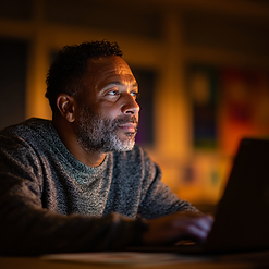 Educator using a laptop in a classroom, exploring AI tools for lesson planning and student support.