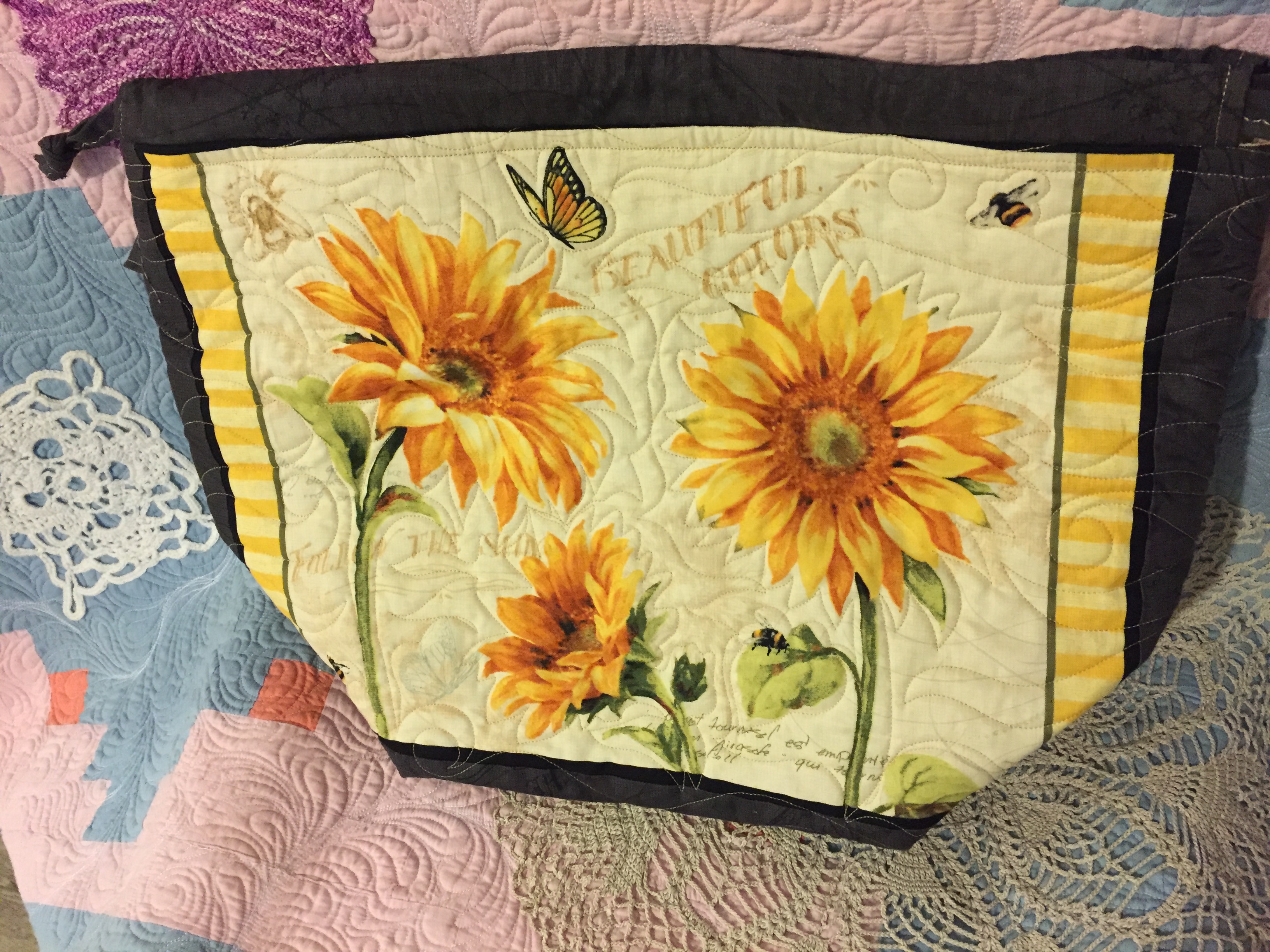 Quilted Sunflowers Sweater Size