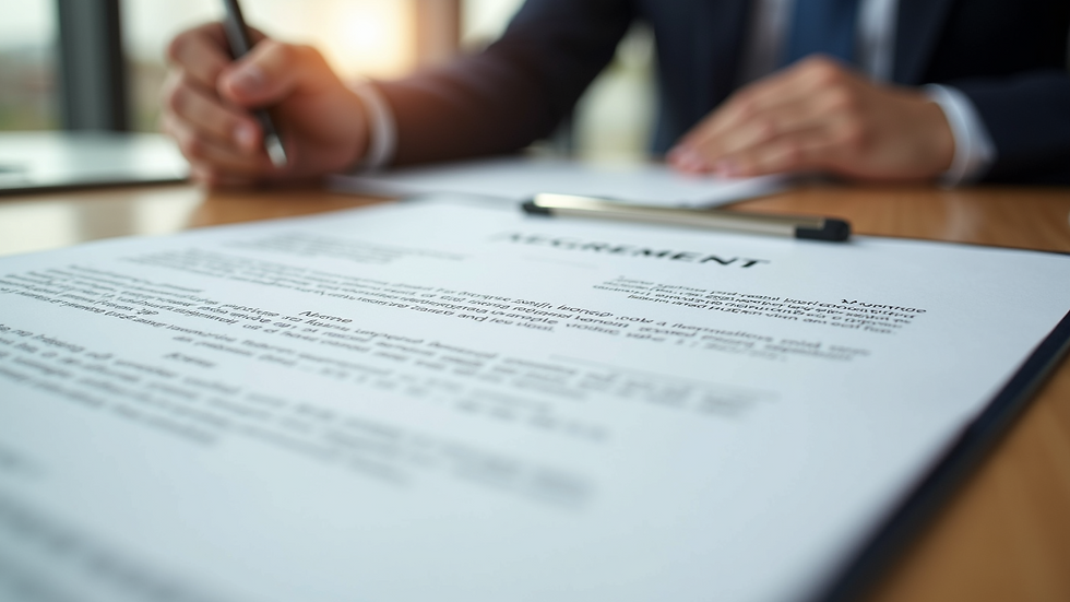 Close-up view of a retail lease agreement document on a desk