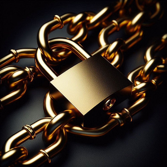 black background, golden padlock on thick chain links, lock is hooked to the chain (1).png