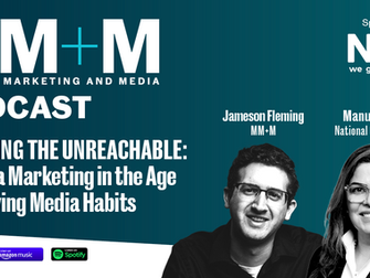 Jameson Fleming (MM + M) and Manu Singh on a solid background with podcast platform logos
