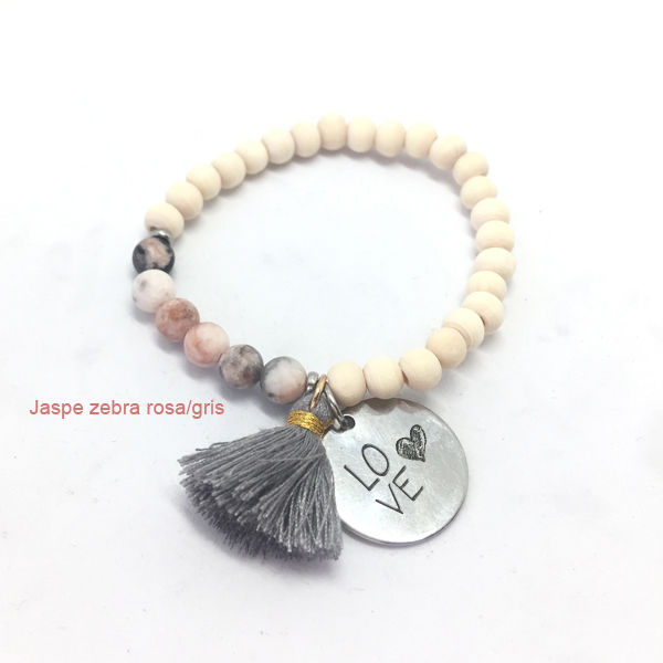 Miniatura: Pulsera personalizada con minerales y pompón
