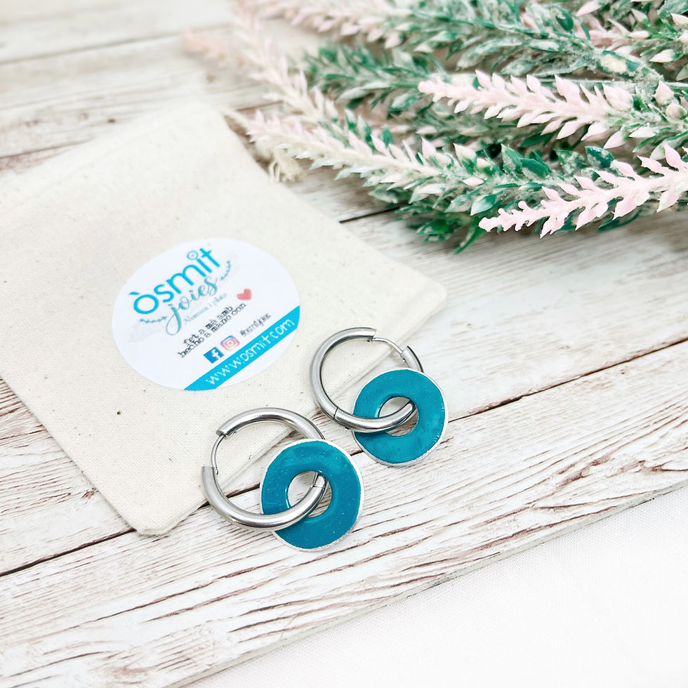 Pendientes de Aro Intercambiables 3 en 1 color azul