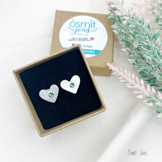 pendientes corazon con aguamarina