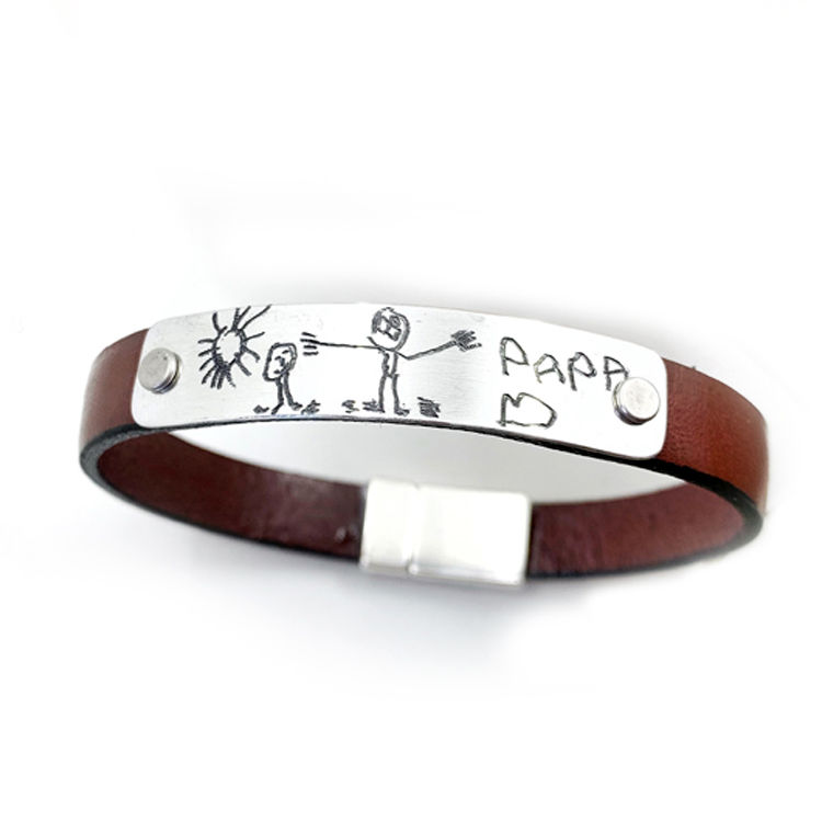 Miniatura: vista frontal de la pulsera personalizada cuero plano