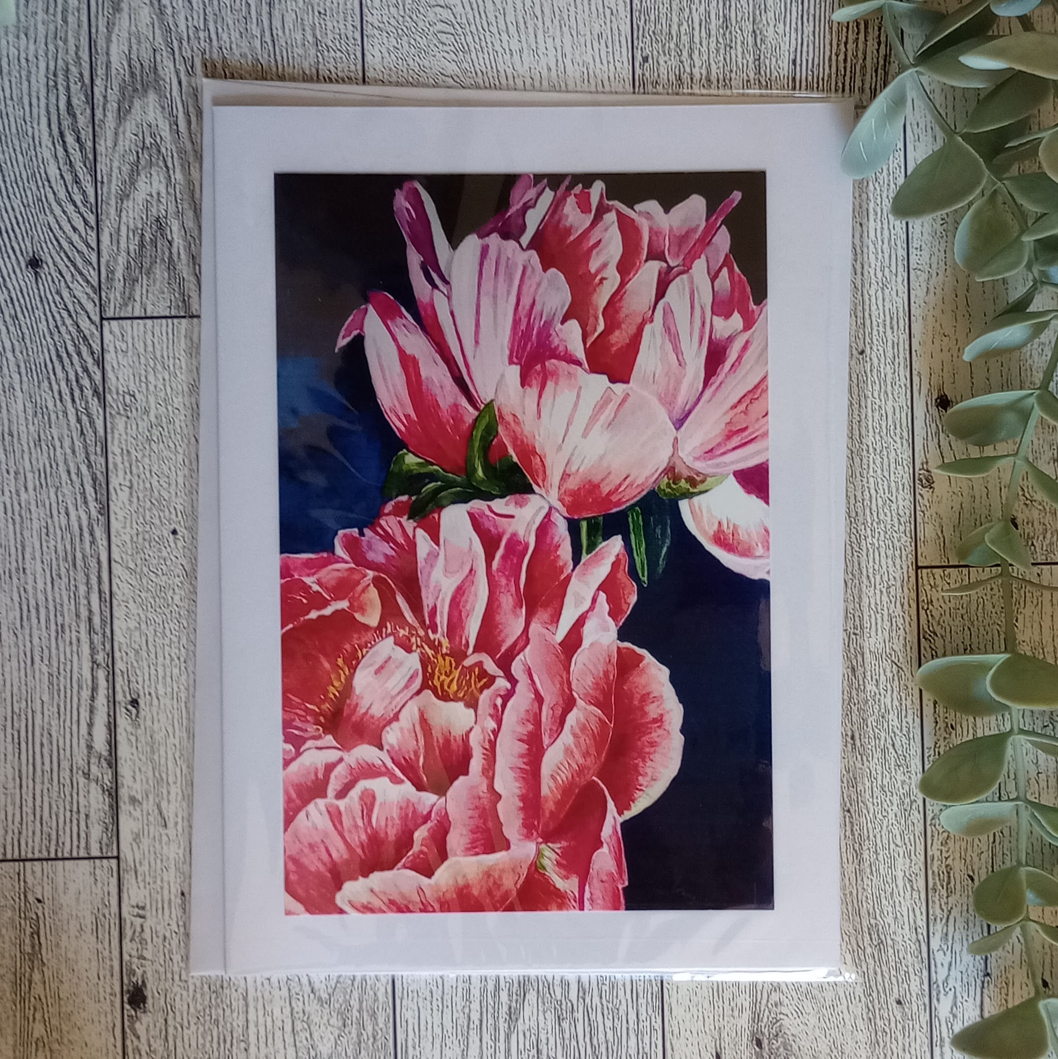 Pink Peonies Watercolor Print Greeting Card
