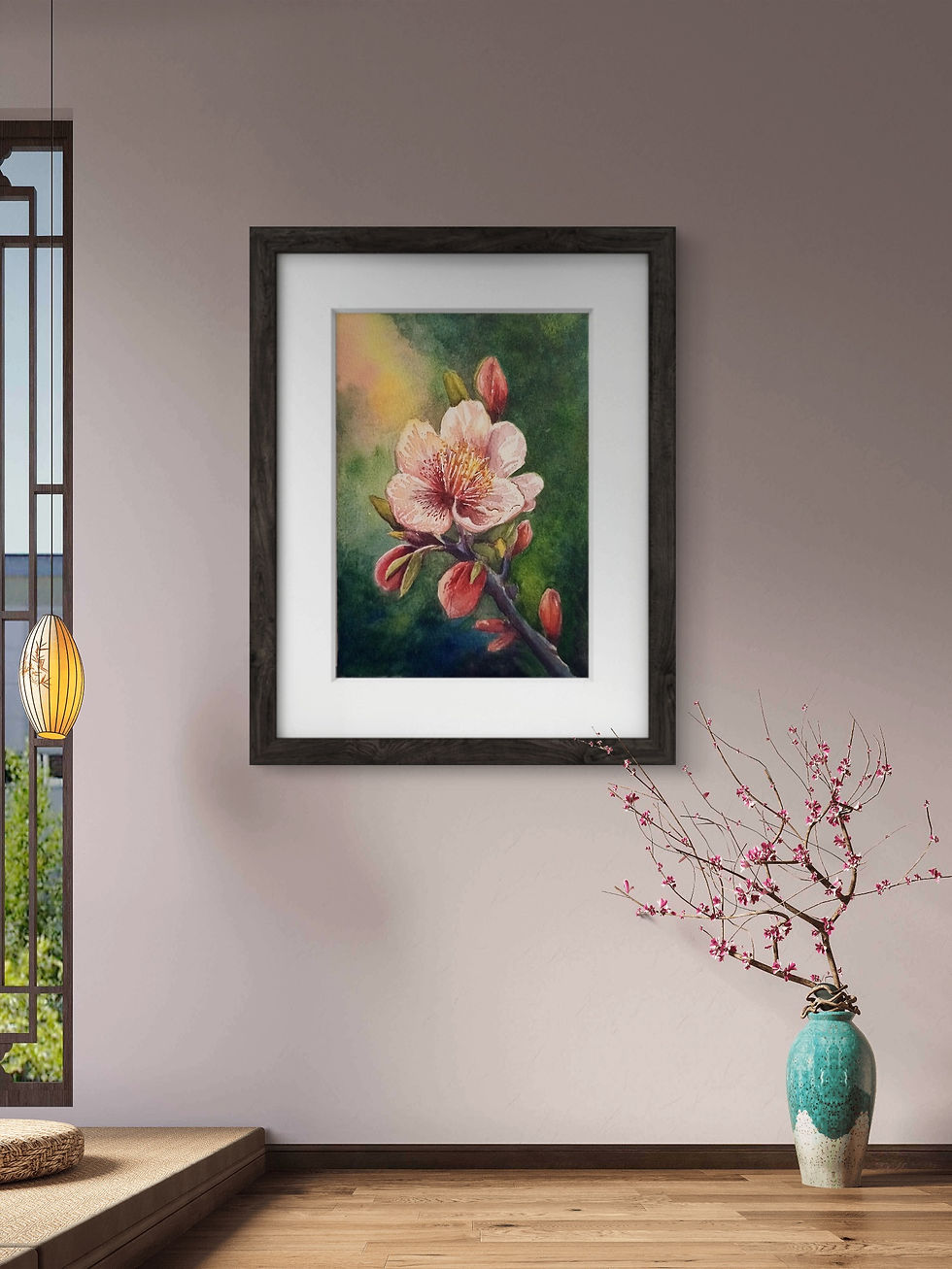 Thumbnail: Pink Blossom Watercolor Painting Print