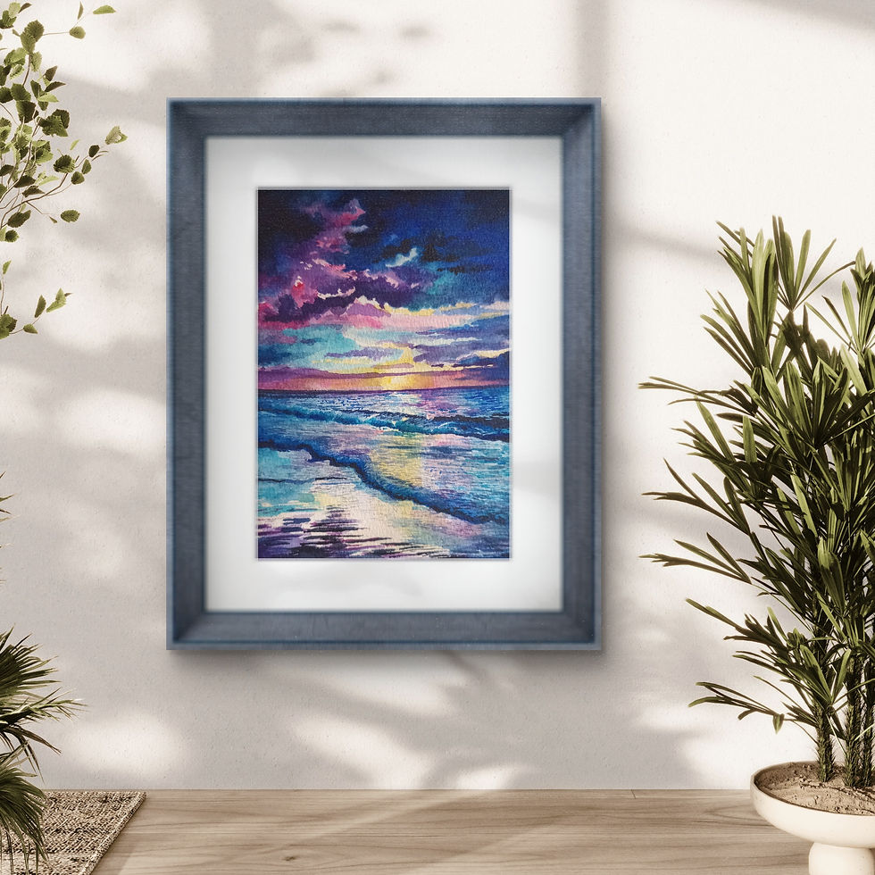 Thumbnail: Ocean Sunset Watercolor Painting Print
