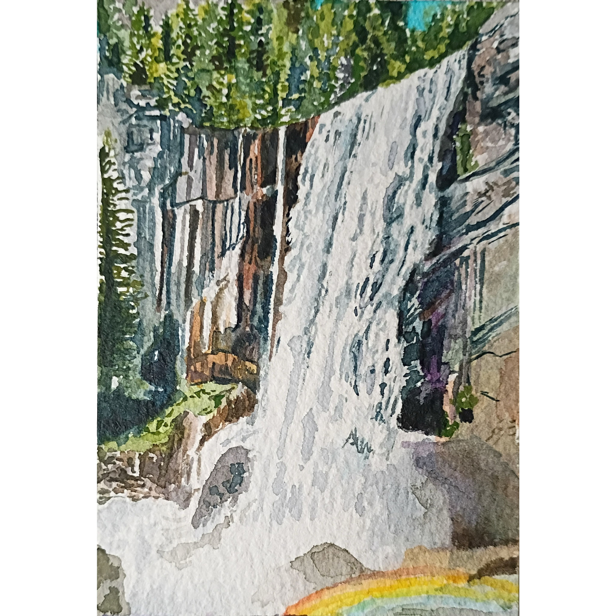 Yosemite Vernal Fall Watercolor Painting Print