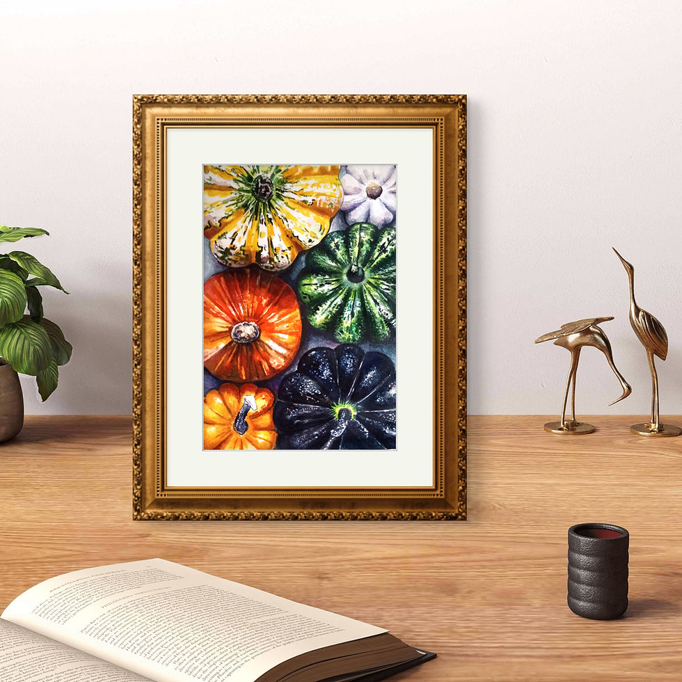 Thumbnail: Pumpkins Watercolor Painting Print