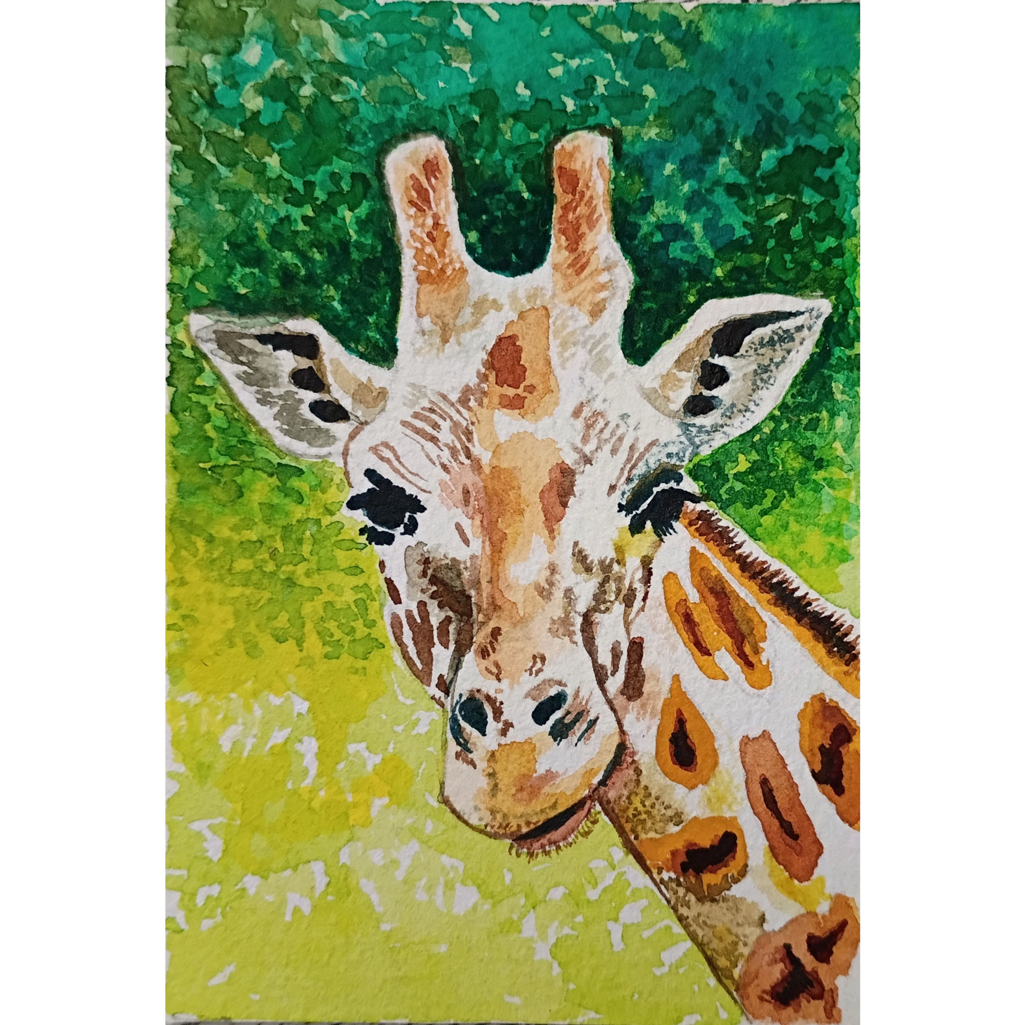 Cute Giraffe Watercolor Painting Print