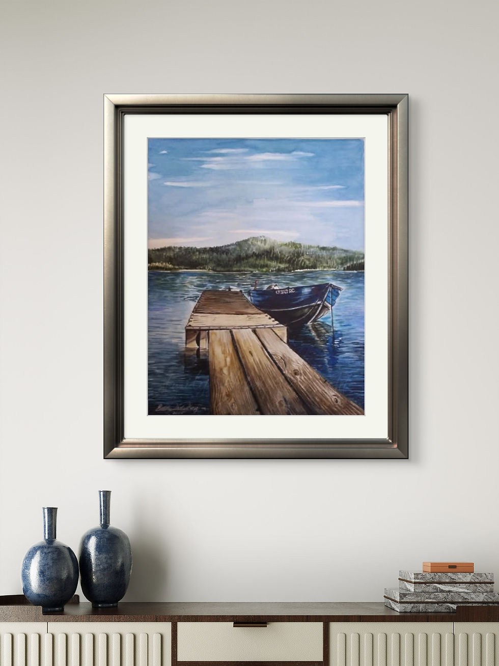 Thumbnail: "Up at the Lake" Watercolor Painting Print