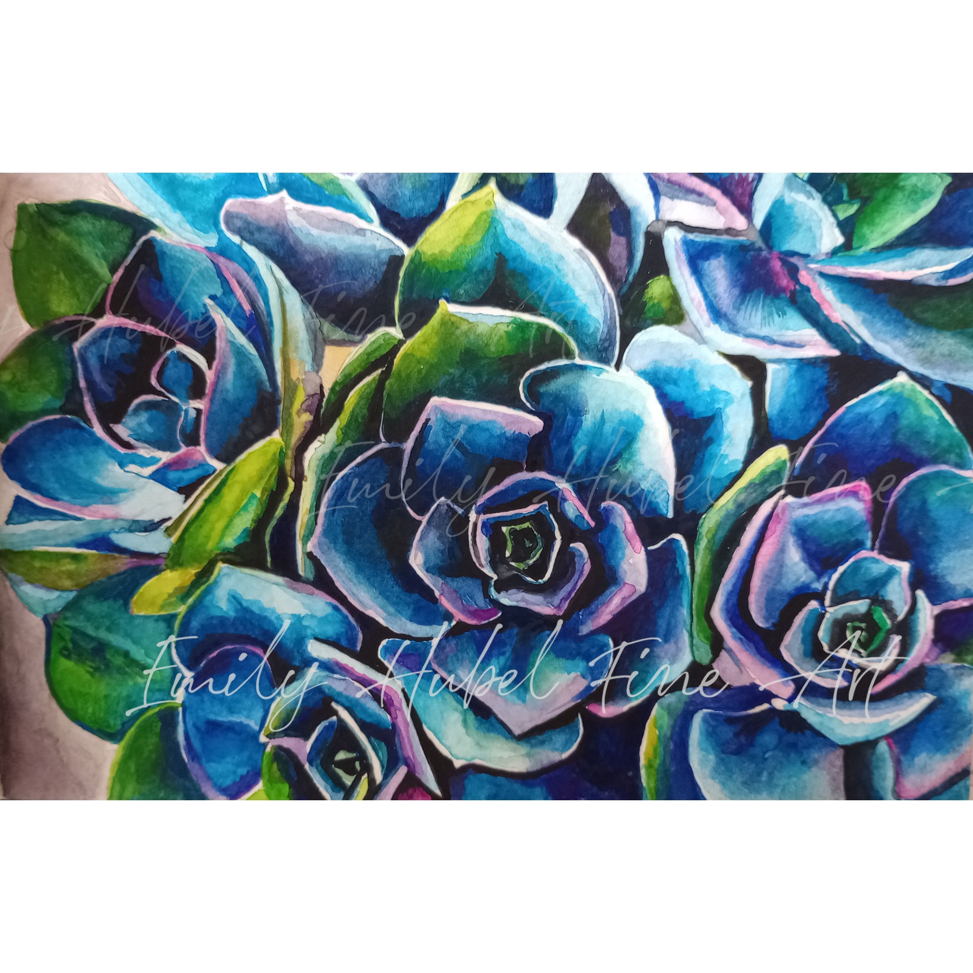 Succulents Watercolor Painting Print