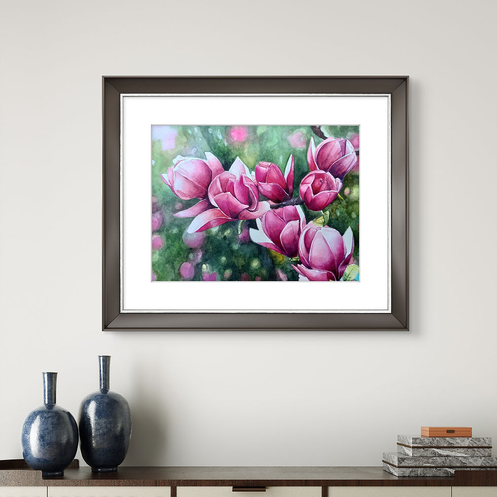 Thumbnail: Pink Magnolias Watercolor Painting Print