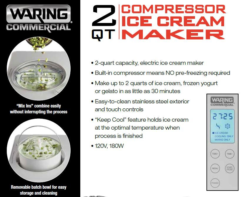 Waring 2Quart Ice Cream Maker