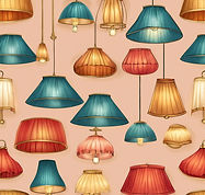 Beautiful elegant realistic lampshades of several sizes and colors.jpg