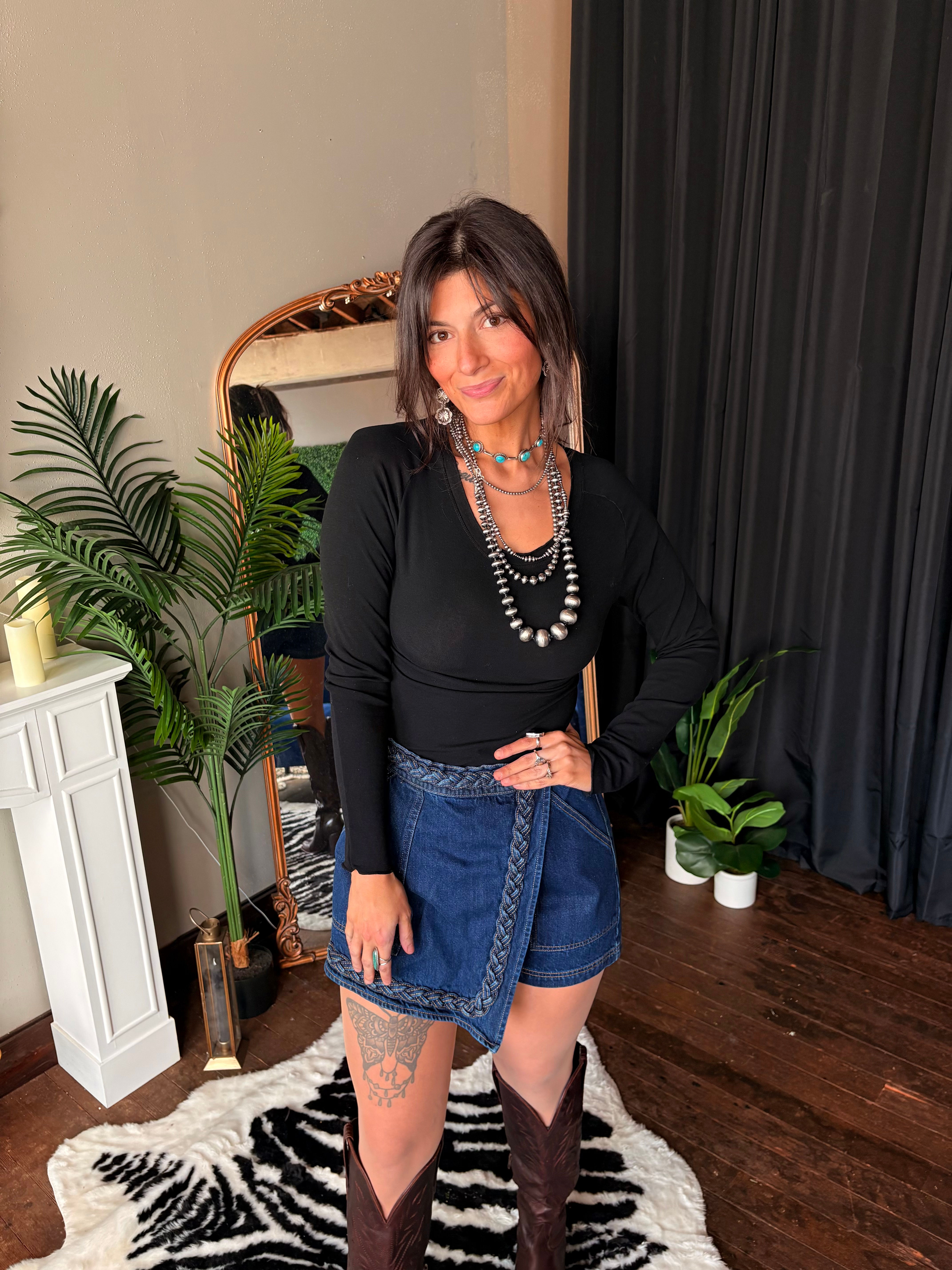 Braided Babe Denim Skort