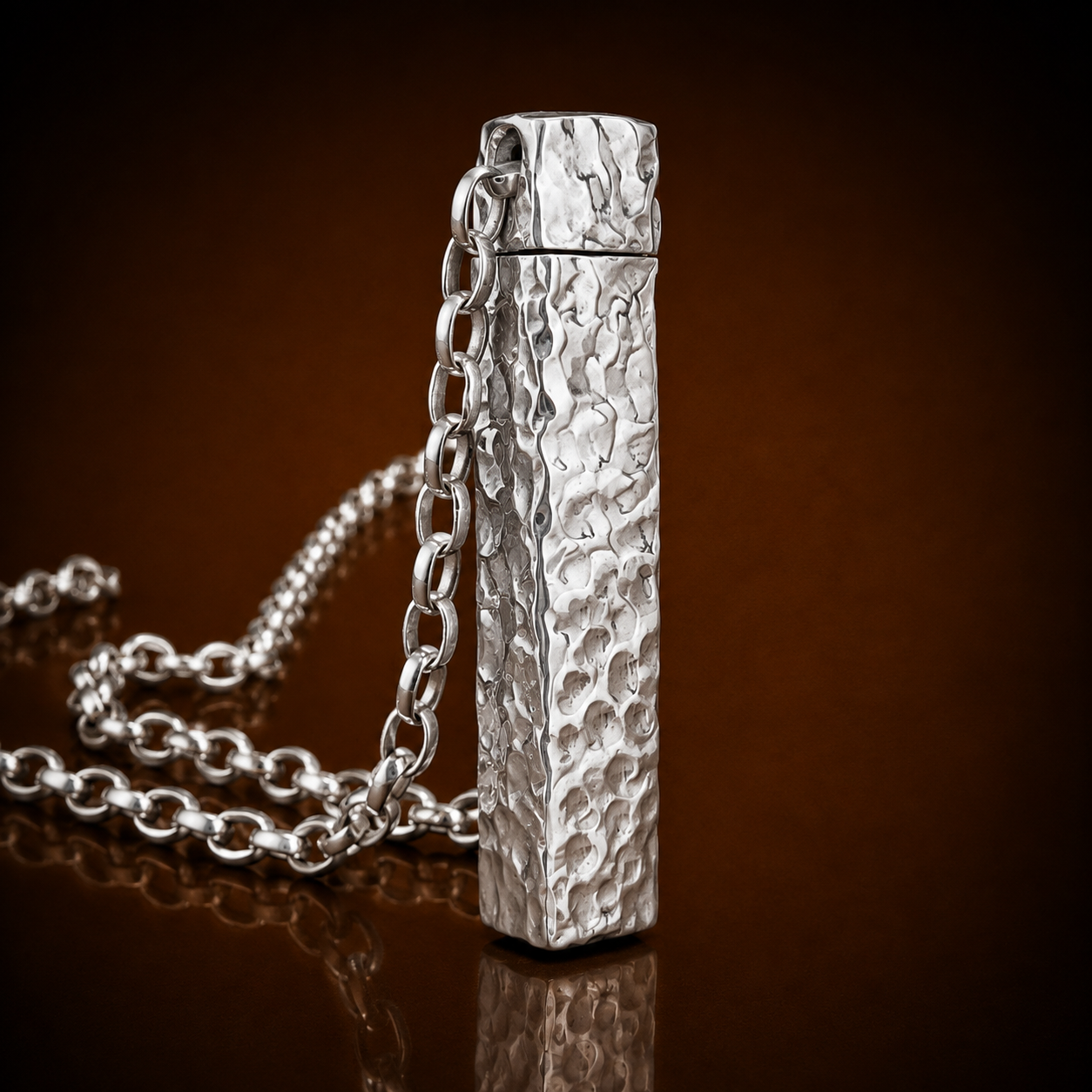 Hammered Standing Stone Keepsake Cremation Pendant