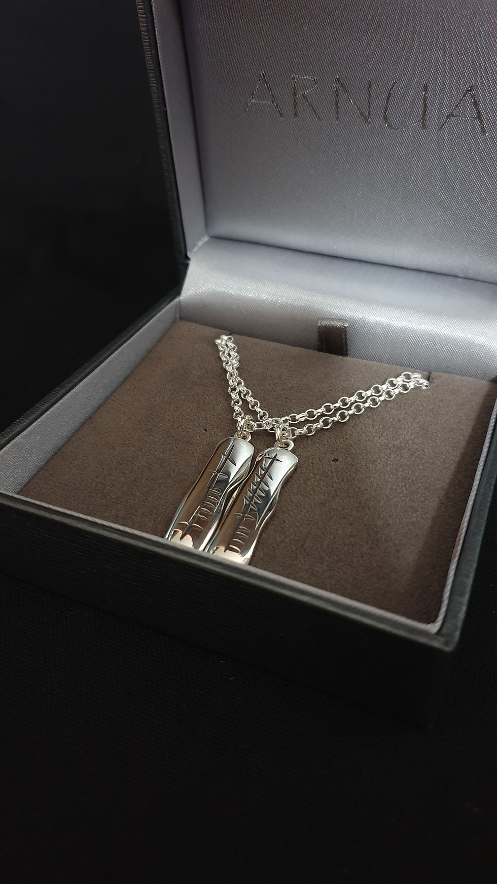 Thumbnail: Sterling Silver Ogham Soulmate Pendant Set